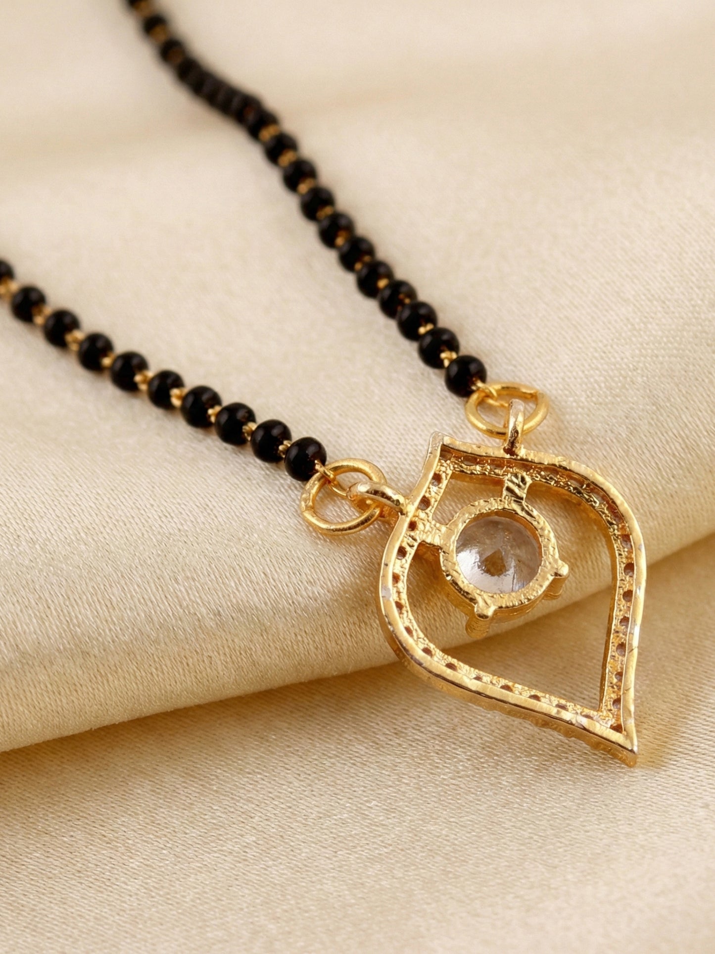 Lucky Jewellery AD Leaf Mangalsutra for Women (282-S8MS-2189)