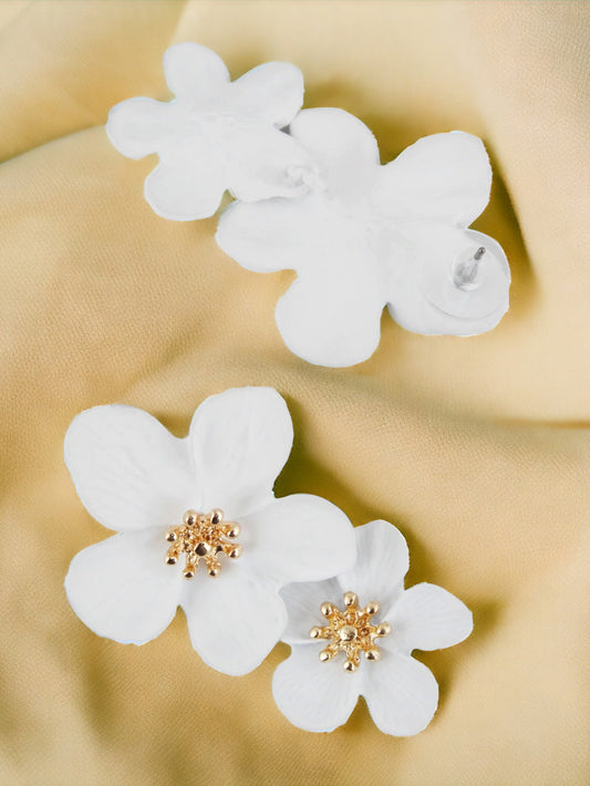 Double Flower Dangle Earrings For Girls & Women