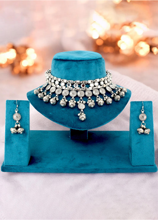 Navratri, Dandiya & Garba Festival Jewellery Choker Necklace with Earrings
