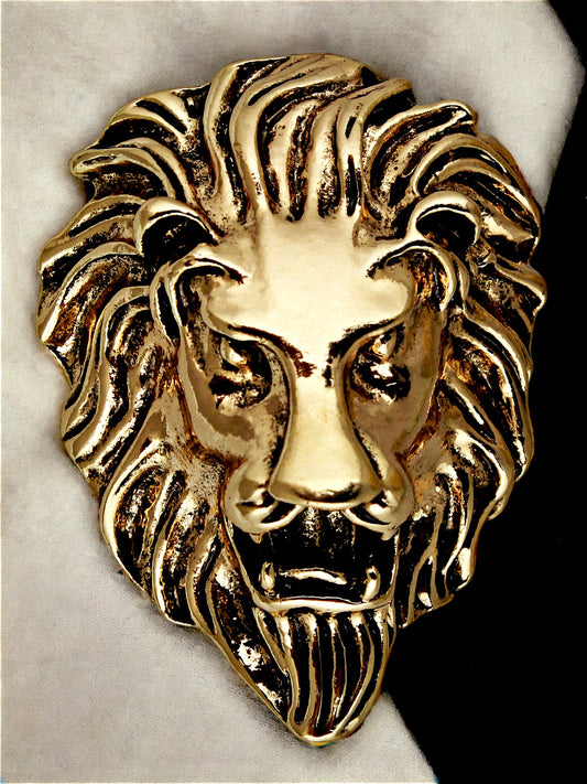 LUCKY JEWELLERY Designer Antique Gold Oxidised Plating Lion Jaguar Face Shaped Brooch/Lapel Pin for Men & Women (100-CHOO-1175)