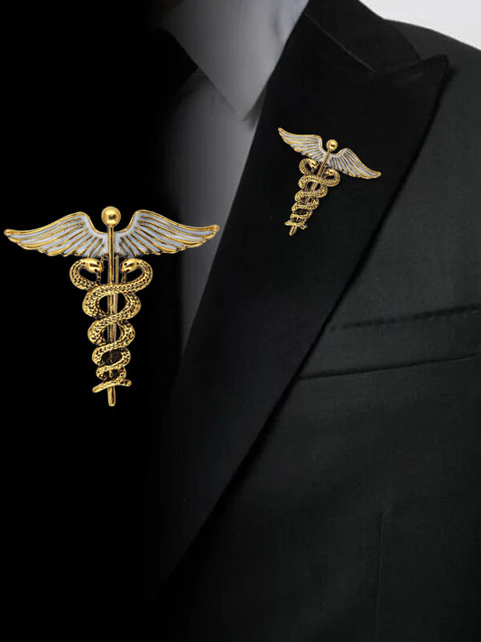 Designer Oxidised Caduceus Doctor's Brooch/Lapel Pin For Unisex