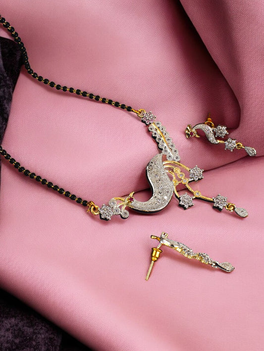 American Diamond (AD) Mangalsutra with Earring for Girls and Women