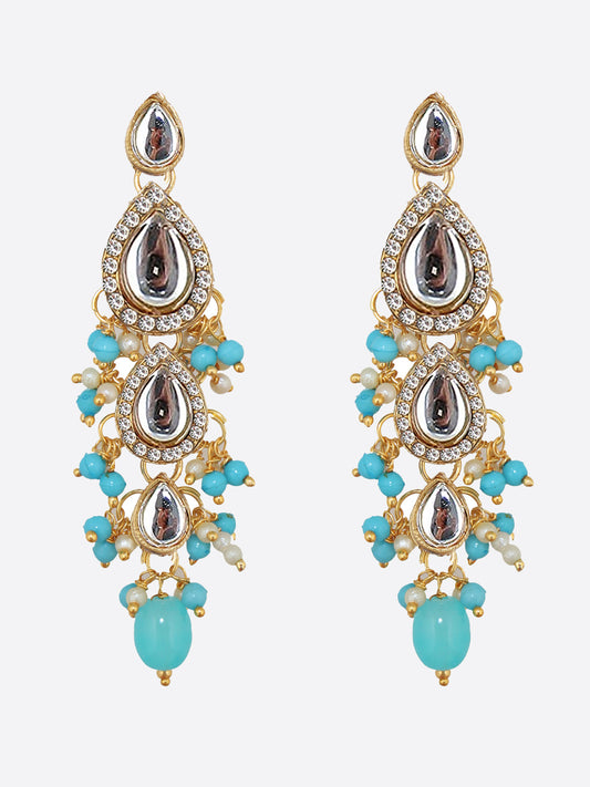 Traditional Gold Plated Kundan Stone Firoji Earrings for Girls & Women