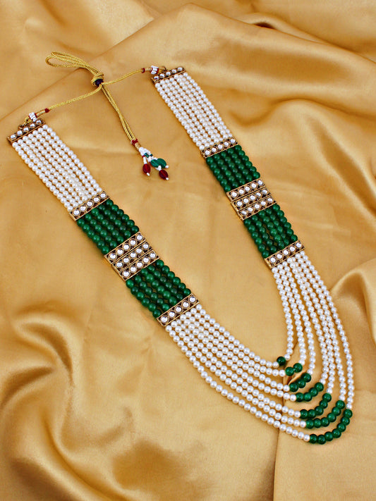 Traditional Maharaja Haar Beaded Groom Necklace Set for Men (618-TDM-7831-G)