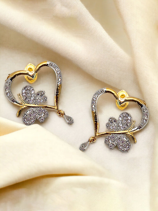 Heart and Butterfly Shape Pendant with Earring