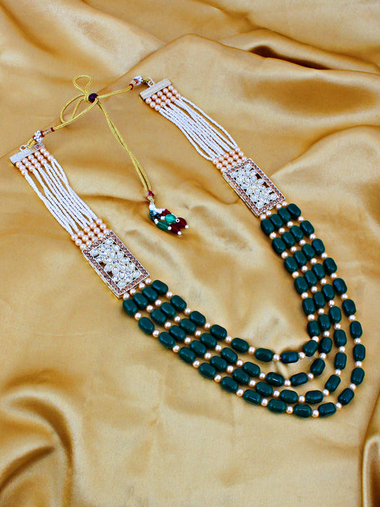 Traditional Maharaja Haar Beaded Groom Necklace Set for Men (565-TDM-7822-G)