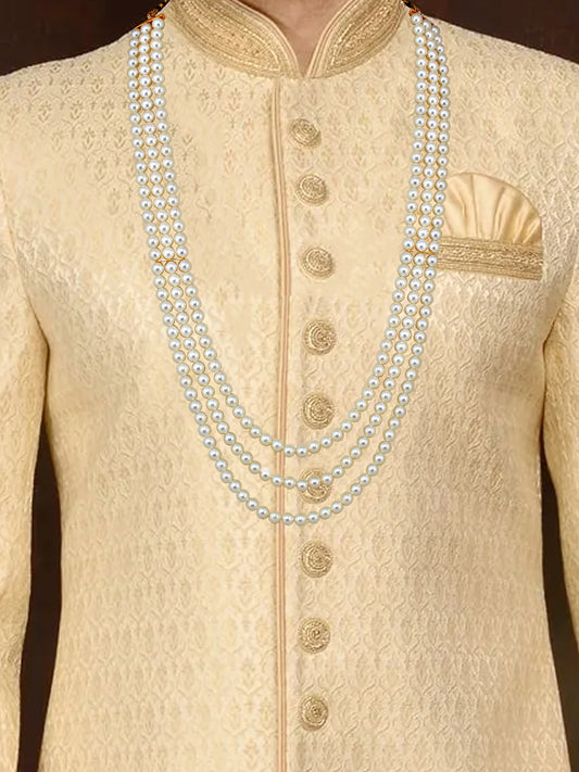 Traditional Maharaja Haar Beaded Groom Necklace Set for Men (274-TDM-7823-W)