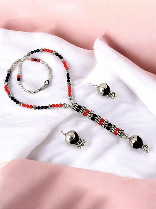Navratri, Dandiya & Garba Festival Jewellery Beads Long Necklace with Earring