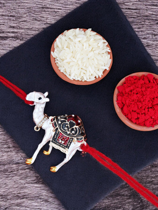 Lucky Jewellery Designer Meena Rakhi - Rakshabandhan Camel Design Rakhee Bracelet for Brother Bhaiya Bhai Bhabhi - Pack of 1 (263-CHR1-1171-1)