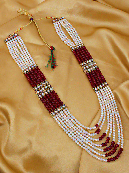 Traditional Maharaja Haar Beaded Groom Necklace Set for Men (618-TDM-7831-M)