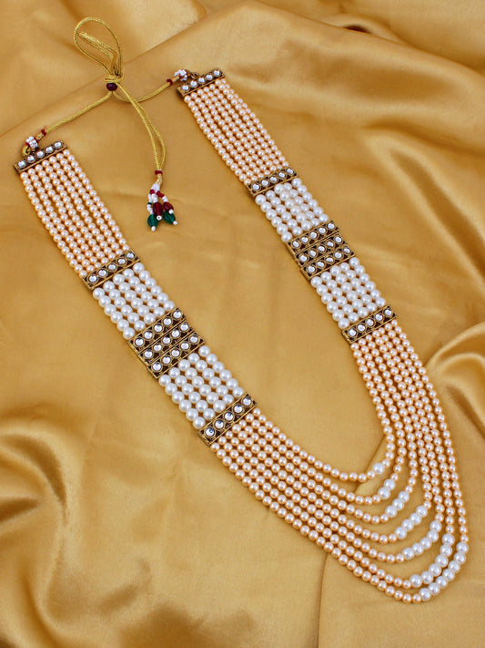Traditional Maharaja Haar Beaded Groom Necklace Set for Men (618-TDM-7831-WLCT)