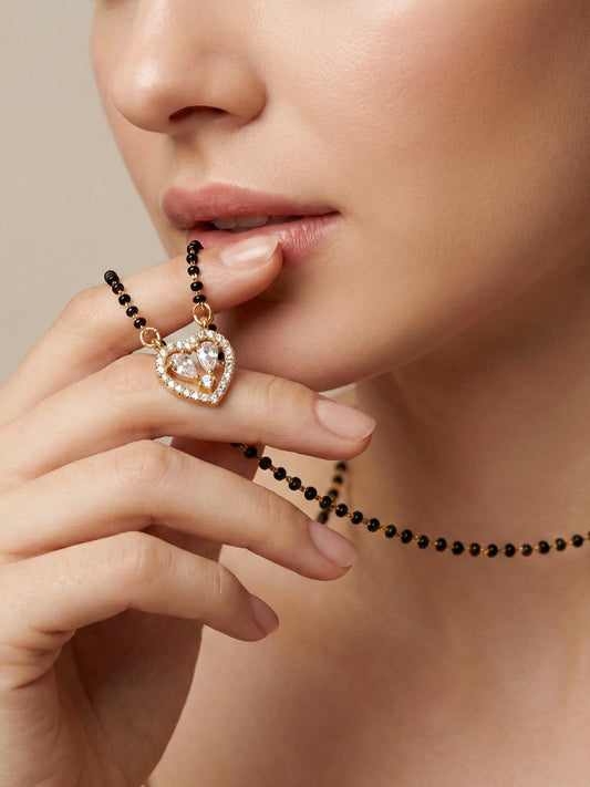 Lucky Jewellery AD Heart Mangalsutra for Women (259-S8MS-2188)
