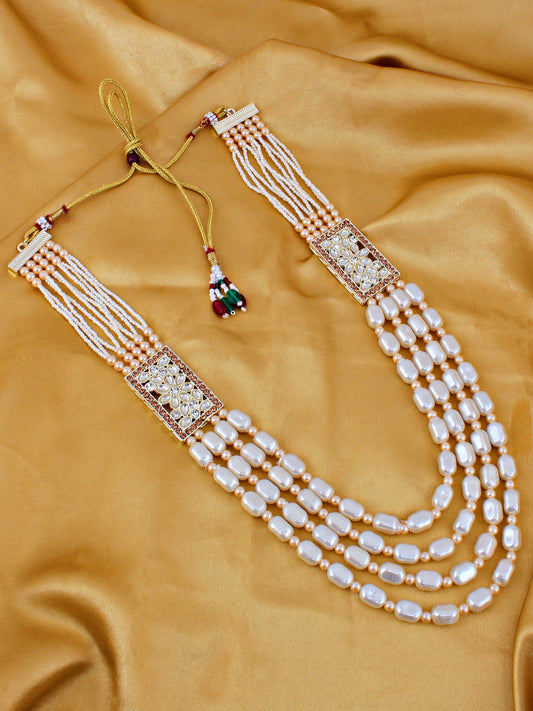 Traditional Maharaja Haar Beaded Groom Necklace Set for Men (565-TDM-7822-W)