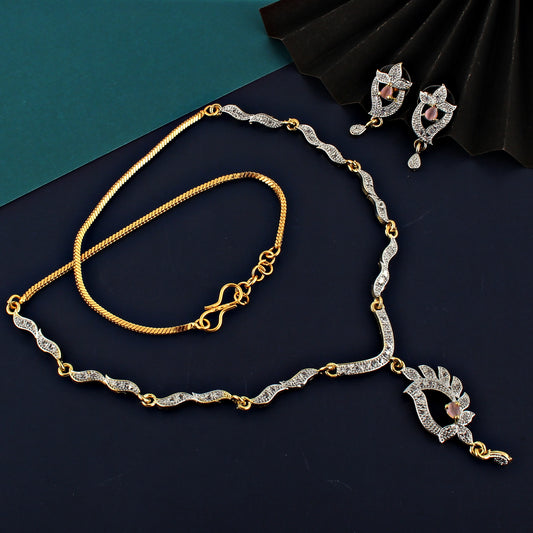 American Diamond (AD) Necklace set with Earring For Girls & Women