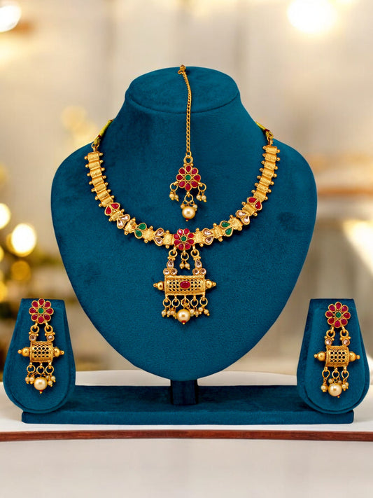 Gold-Plated Necklace Set for Women & Girls | Designer Fashion Jewelry (363-G2SR-84-RG)