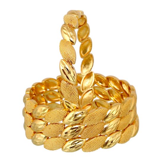 18k One Gram Gold Plated Traditional Designer Bangles | 2 Pair Bangle Bracelets & Kada Set for Women & Girls |