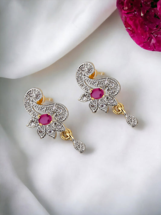 American Diamond (AD) Necklace,Earring With Chain For Girls & Women