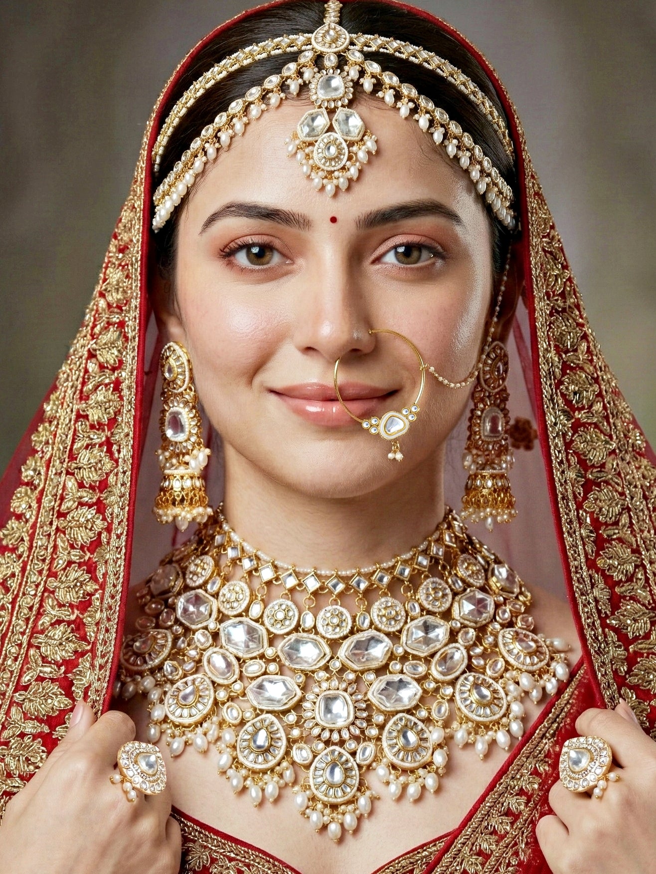 Lucky Jewellery Bridal Kundan Necklace Set for Women Traditional Indian Wedding Jewellery Set (4125-IZR-005-W-2026)