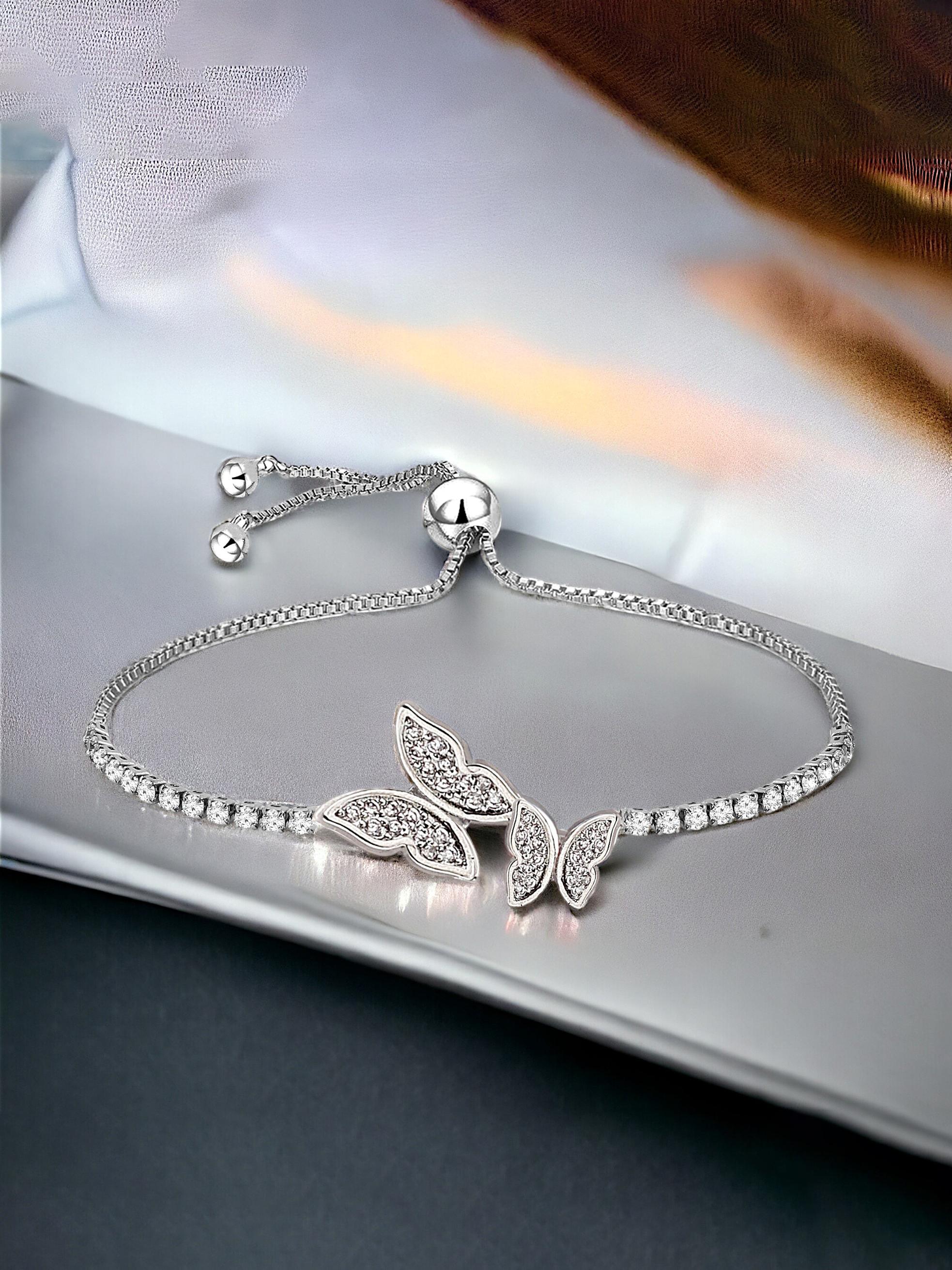 Latest Silver Plated Rhinestones Adjustable Bracelet with Pull