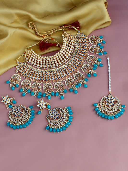 Kundan Choker Bridal Necklace Set For Women & Girls