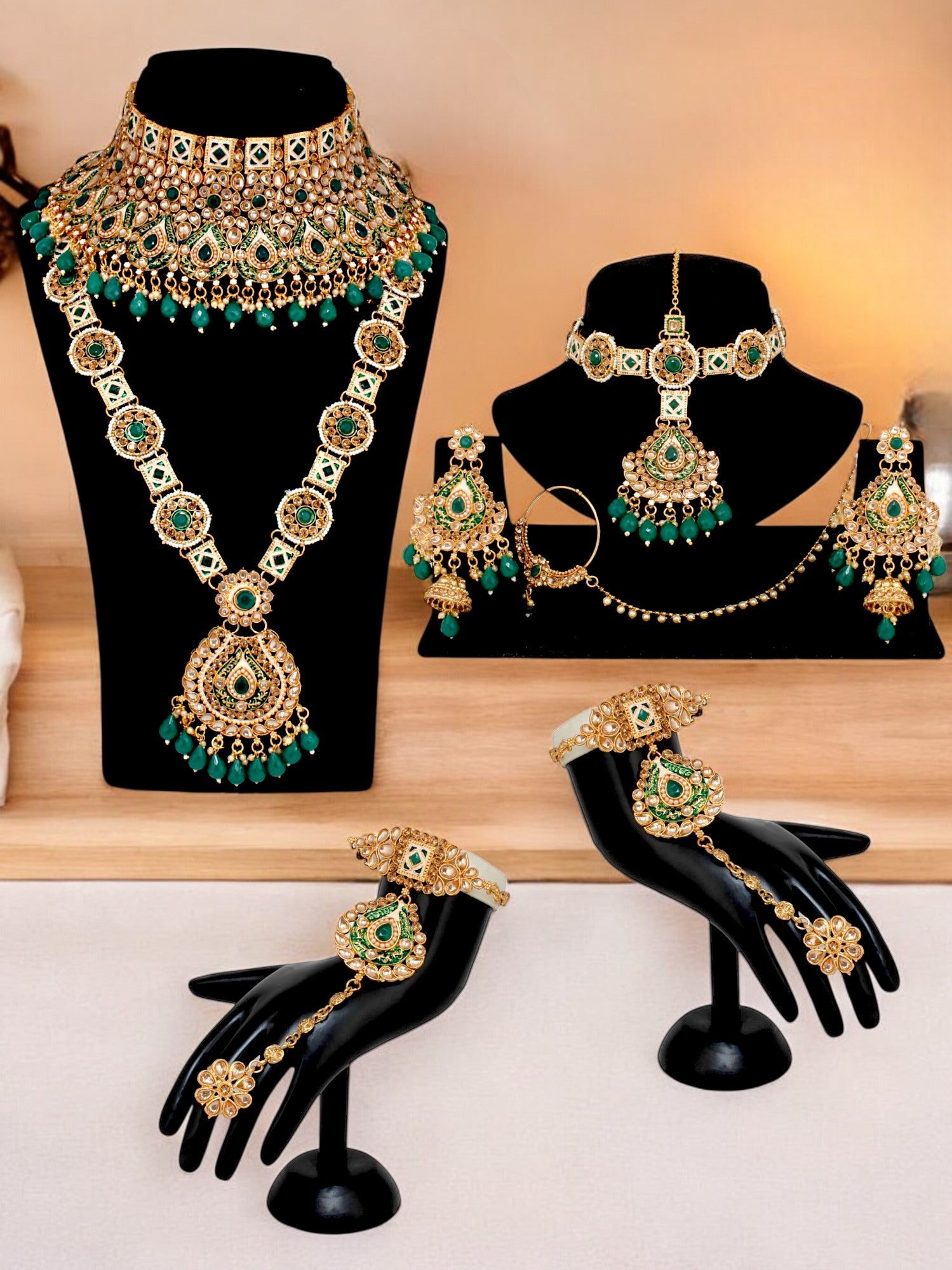 Traditional Designer Kundan Stone Green Meenakari Choker Bridal