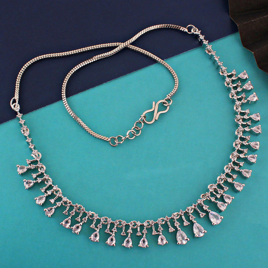 American Diamond (AD) Silver Plating AD Necklace set