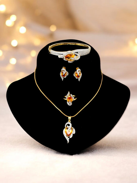 Trendy AD Stone Pendant Set Locket and Chain Combo Jewellery Valentine Gift for Wife (735-A5SA-1995-Y)