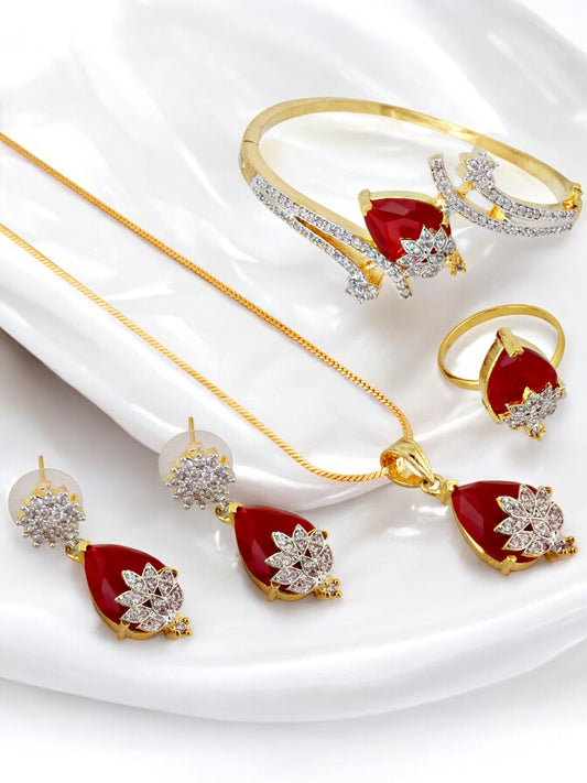 Trendy AD Stone Pendant Set Locket with Chain Combo Jewellery Valentine Gift for Wife (735-A5SA-1996-M)