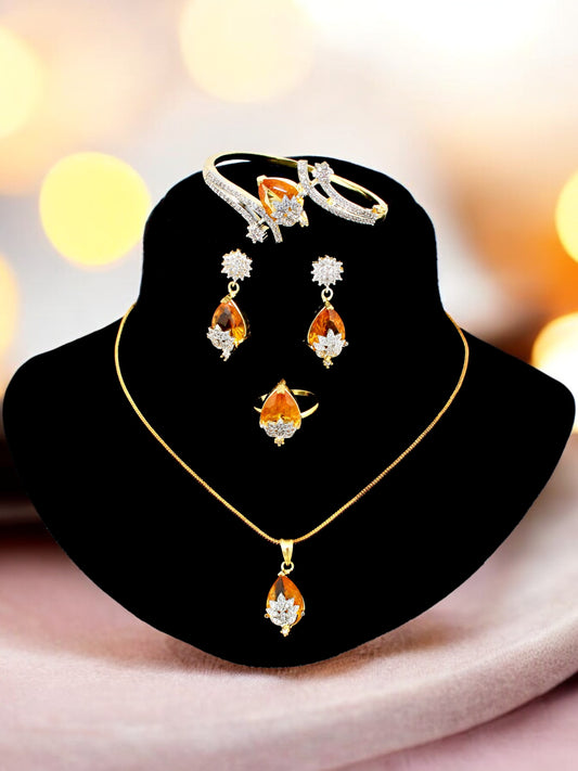 Trendy AD Stone Pendant Set Locket with Chain Combo Jewellery Valentine Gift for Wife (735-A5SA-1996-Y)