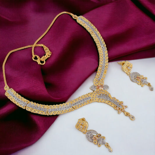 American Diamond (AD) Necklace With Earring For Girls & Women