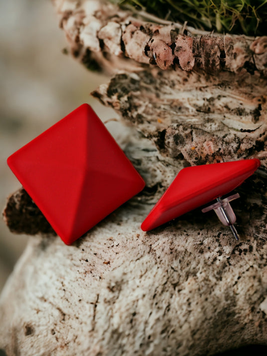 Lucky Jewellery Designer Red Color Square Shaped Tops Earring For Girls & Women