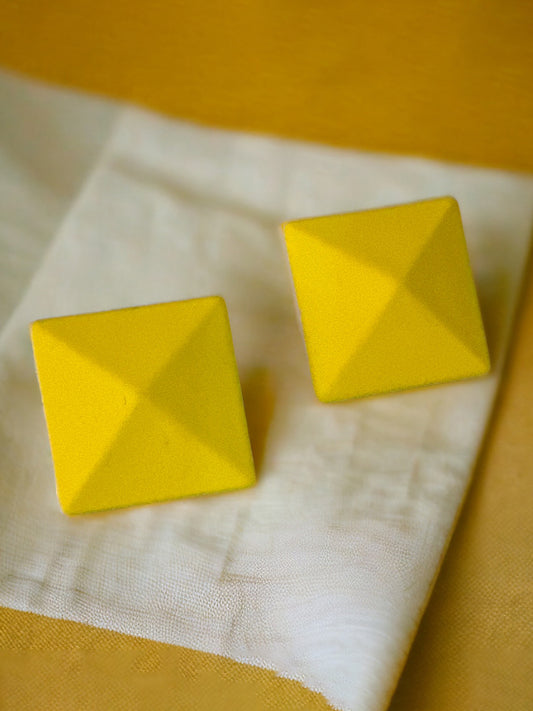 Lucky Jewellery Designer Yellow Color Square Shaped Tops Earring For Girls & Women