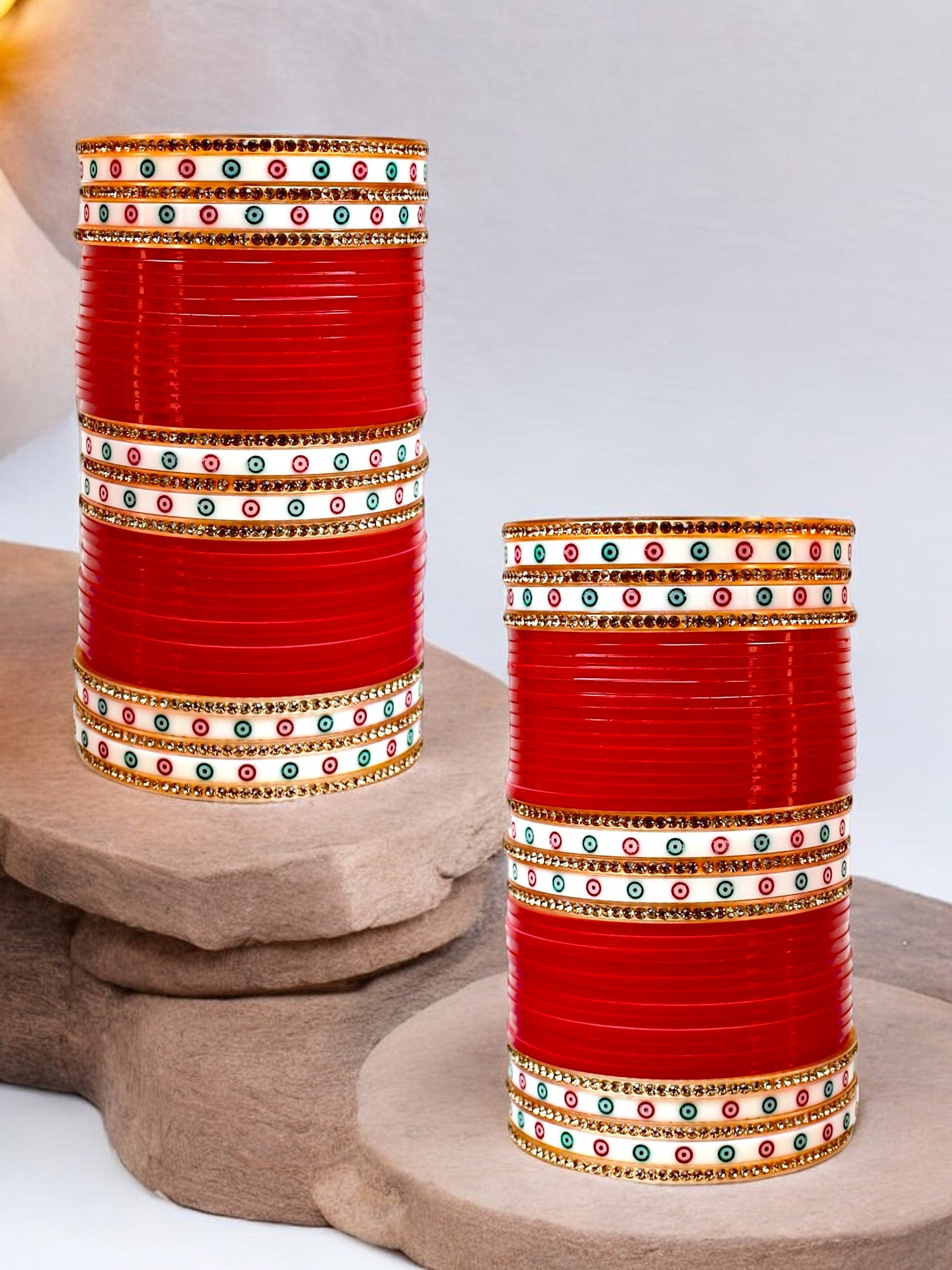 Lucky Jewellery Bridal Bangle Set Red Designer Punjabi Chuda For