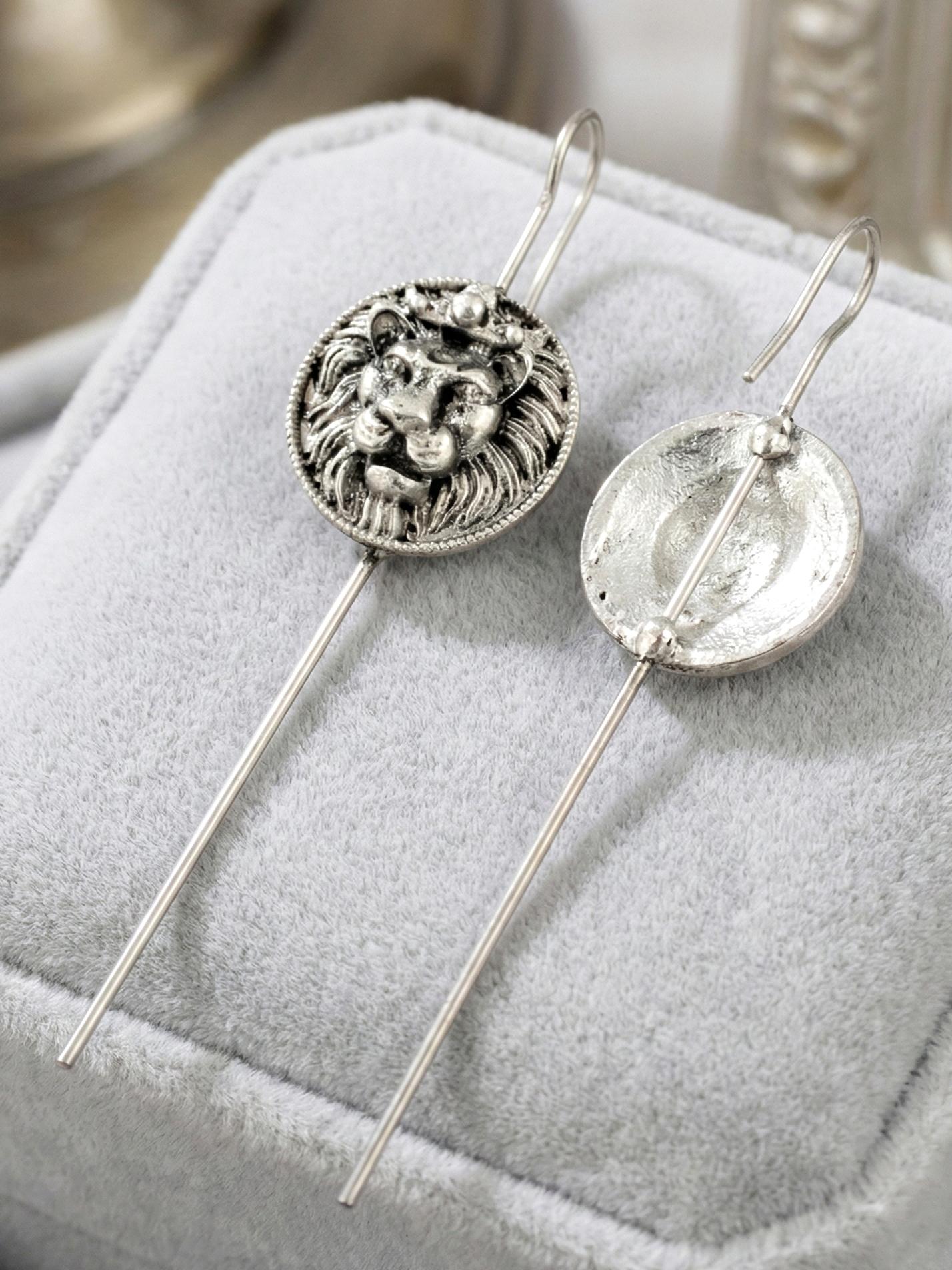 Vintage Lion Face Oxidised Silver Teeli Earcuff Earring For Girls & Women (139-KEO-7659)