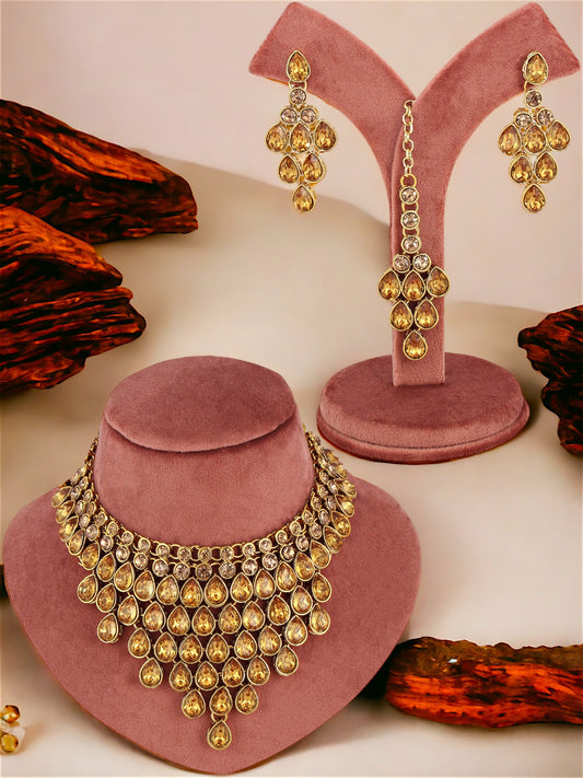 Necklace Set and Earrings with Tika For Women & Girls