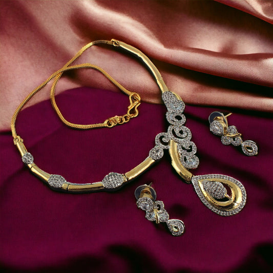 American Diamond (AD) Necklace With Earring For Girls & Women