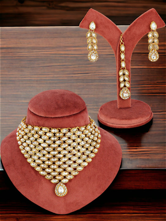 Necklace Set and Earrings with Tika For Women & Girls