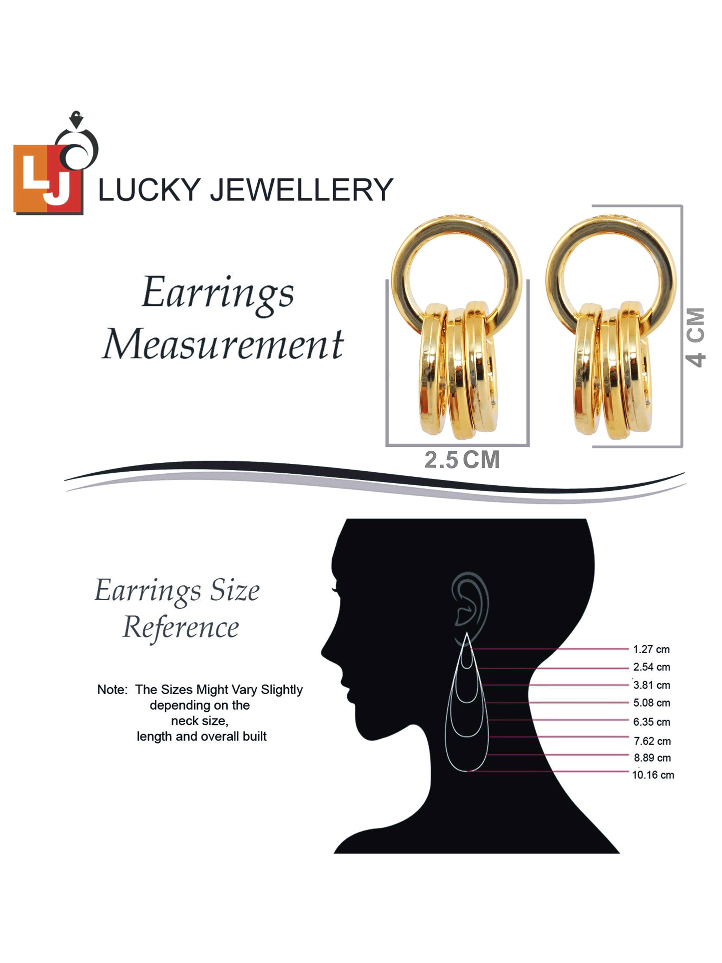 18k Gold Plated Circle Link Earring With Multiple Rings Earrings For Girls & Women