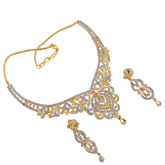 American Diamond (AD) Necklace With Earring For Girls & Women