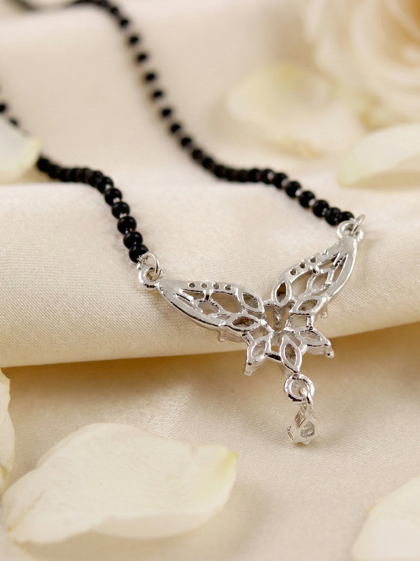 Lucky Jewellery AD Floral Drop Mangalsutra for Women (110-K4MA-2245-S)
