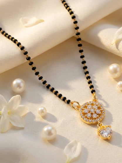 Lucky Jewellery AD Floral Drop Mangalsutra for Women (285-S8MS-2190)