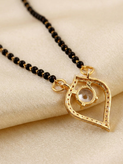 Lucky Jewellery AD Leaf Mangalsutra for Women (282-S8MS-2189)