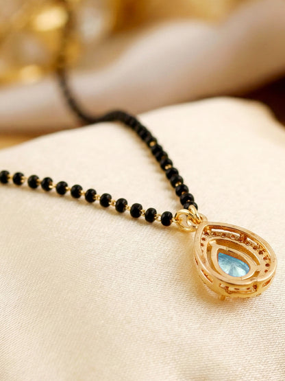 Lucky Jewellery Blue Stone AD Mangalsutra for Women (113-CHMS-1279-F)