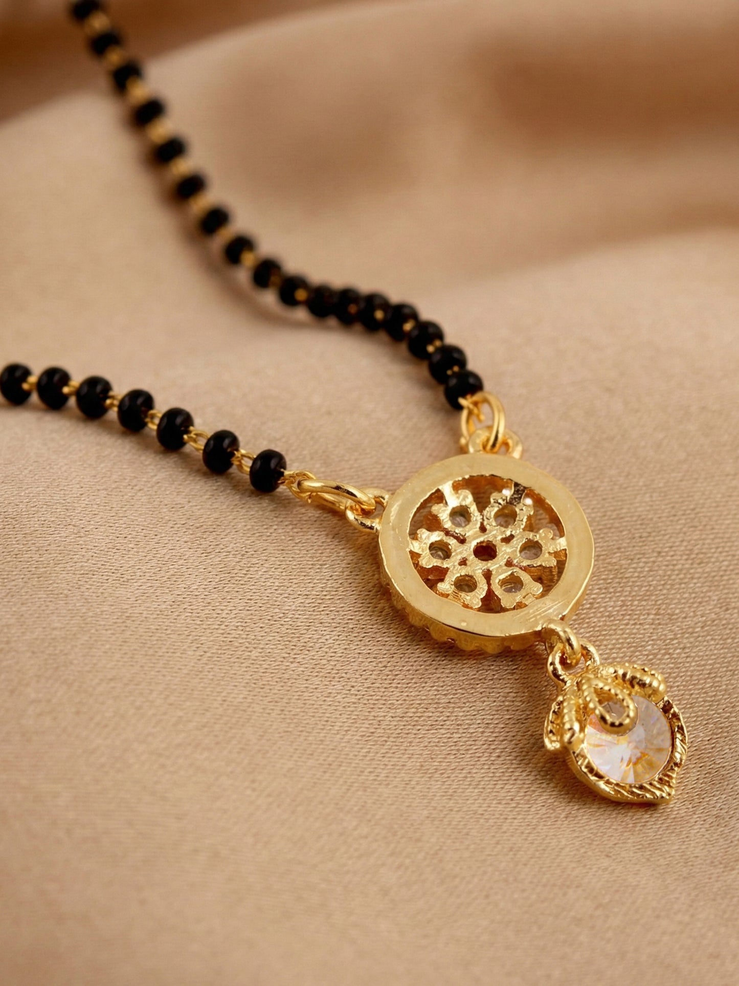 Lucky Jewellery AD Floral Drop Mangalsutra for Women (285-S8MS-2190)