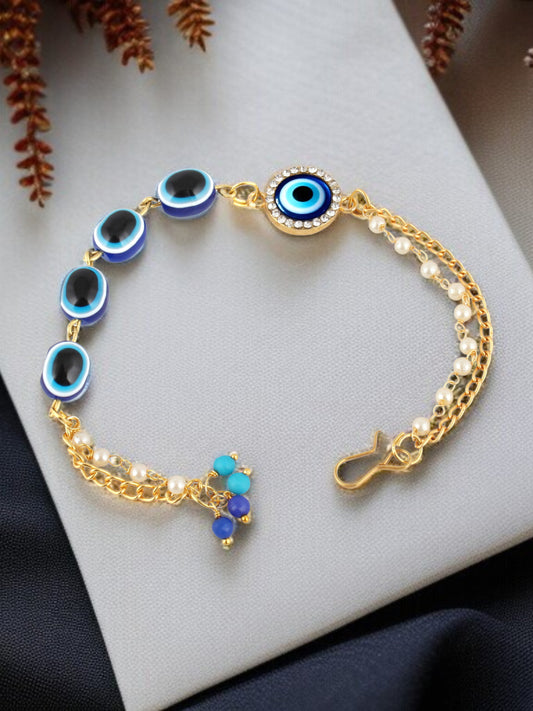 Lucky Jewellery Designer Blue Color Evil Eye Rakhi - Rakshabandhan Rakhee with Lumba Bracelet for Brother/Bhaiya/Bhai/Bhabhi - Pack of 2 (132-JPCR1-1987-2)