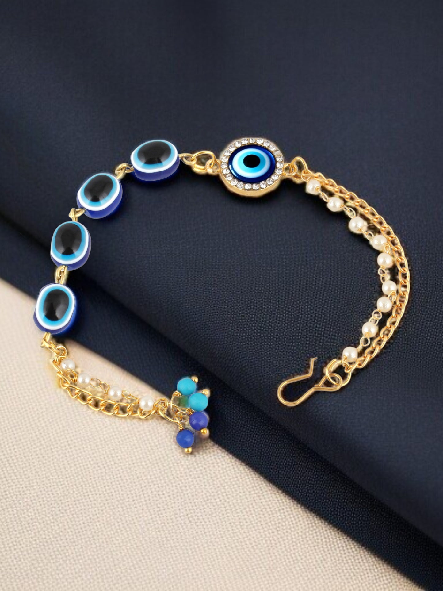 Lucky Jewellery Designer Blue Color Evil Eye Rakhi - Rakshabandhan Rakhee with Lumba Bracelet for Brother/Bhaiya/Bhai/Bhabhi - Pack of 2 (132-JPCR1-1987-2)