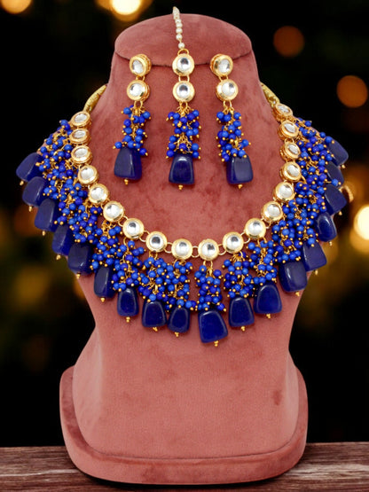 18K Gold-Plated Kundan Choker Necklace Set for Women & Girls (1580-J5SK-1678-B)