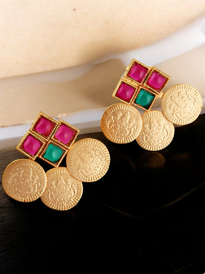 Gold-Plated Goddess Laxmi Necklace with Earrings for Women & Girls | Traditional Temple Jewellery (1683-ISG-2036-RG)