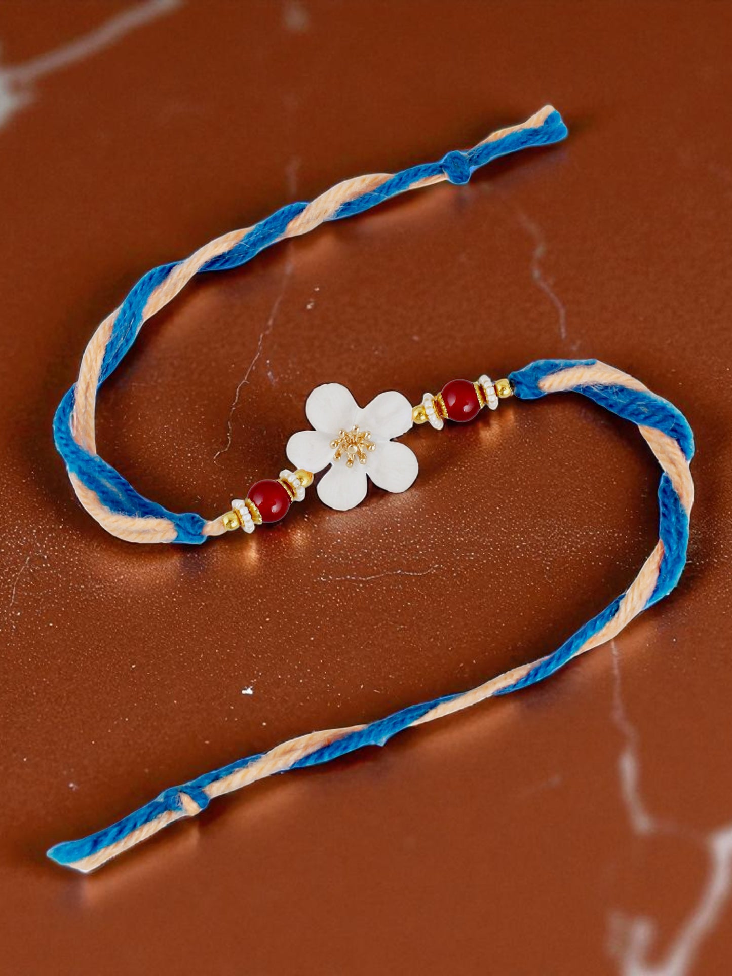 Lucky Jewellery Designer White Color Floral Rakhi - Rakshabandhan Rakhee Bracelet for Brother/Bhaiya/Bhai/Bhabhi - Pack of 4 (170-CHR1-1211-W-4)