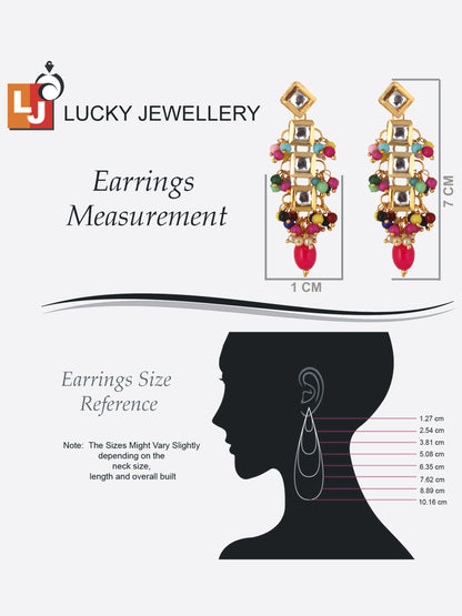 Traditional Back Meenkari Gold Plated uncut kundan Multi Earrings